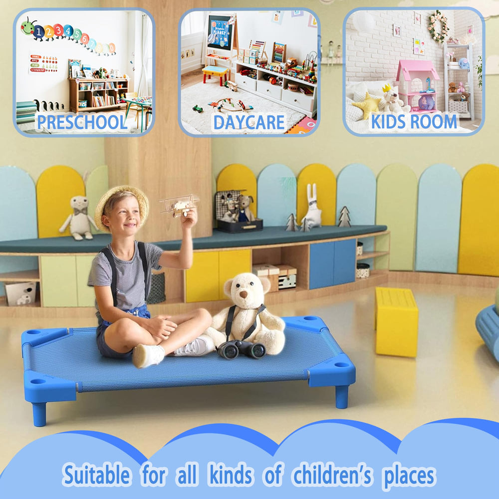 NOUJULOUN Daycare Cots stackable design enables flexible layouts in classrooms.