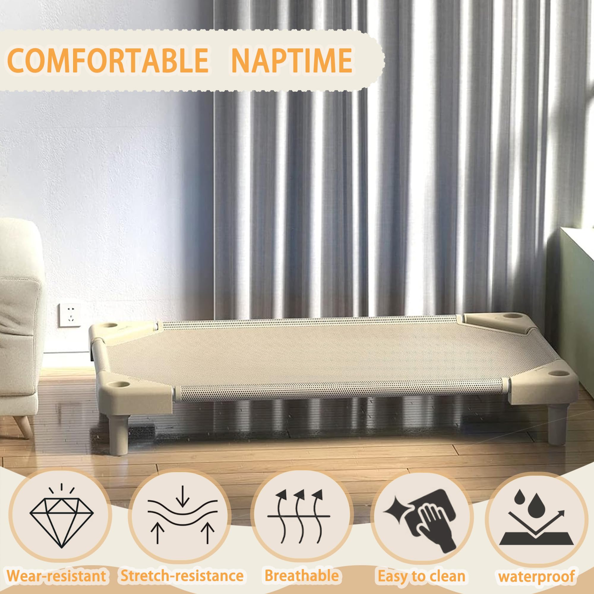 NOUJULOUN Daycare Cots four-pack saves space in crowded rooms.