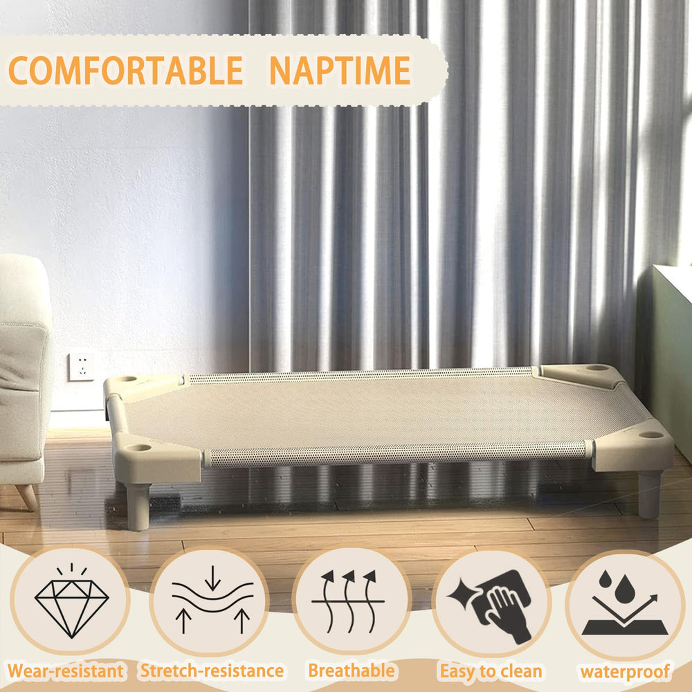 NOUJULOUN Daycare Cots four-pack saves space in crowded rooms.