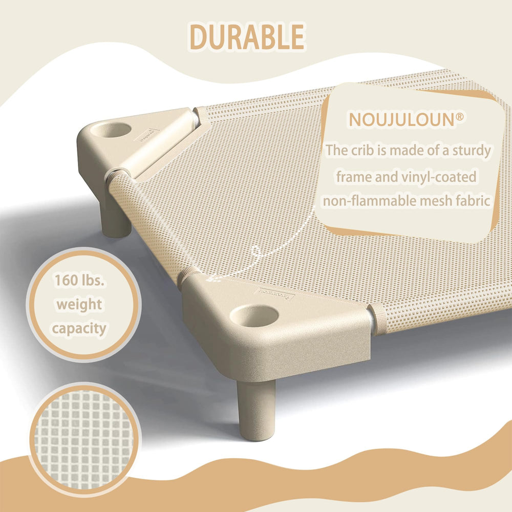 NOUJULOUN Daycare Cots 5.9-inch legs elevate nap time for airflow and comfort.