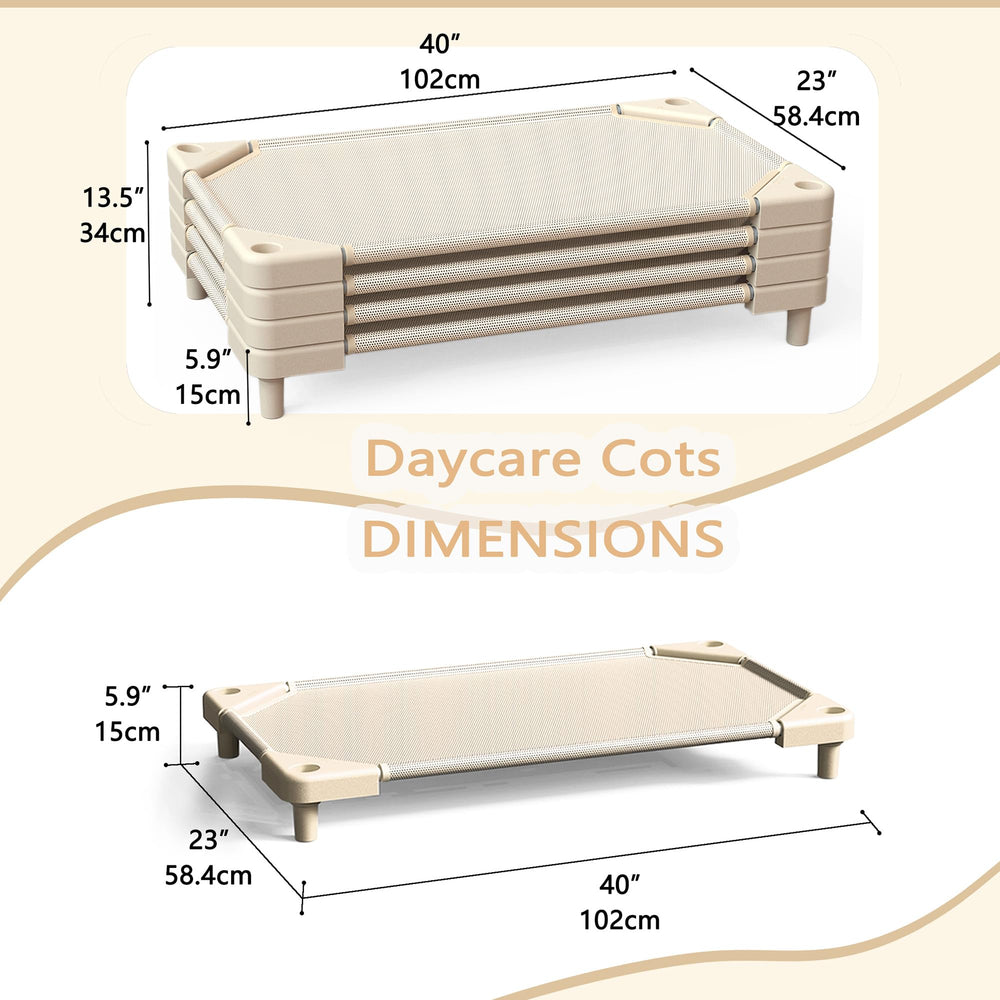 NOUJULOUN Daycare Cots light beige surface is easy to wipe clean in busy classrooms.