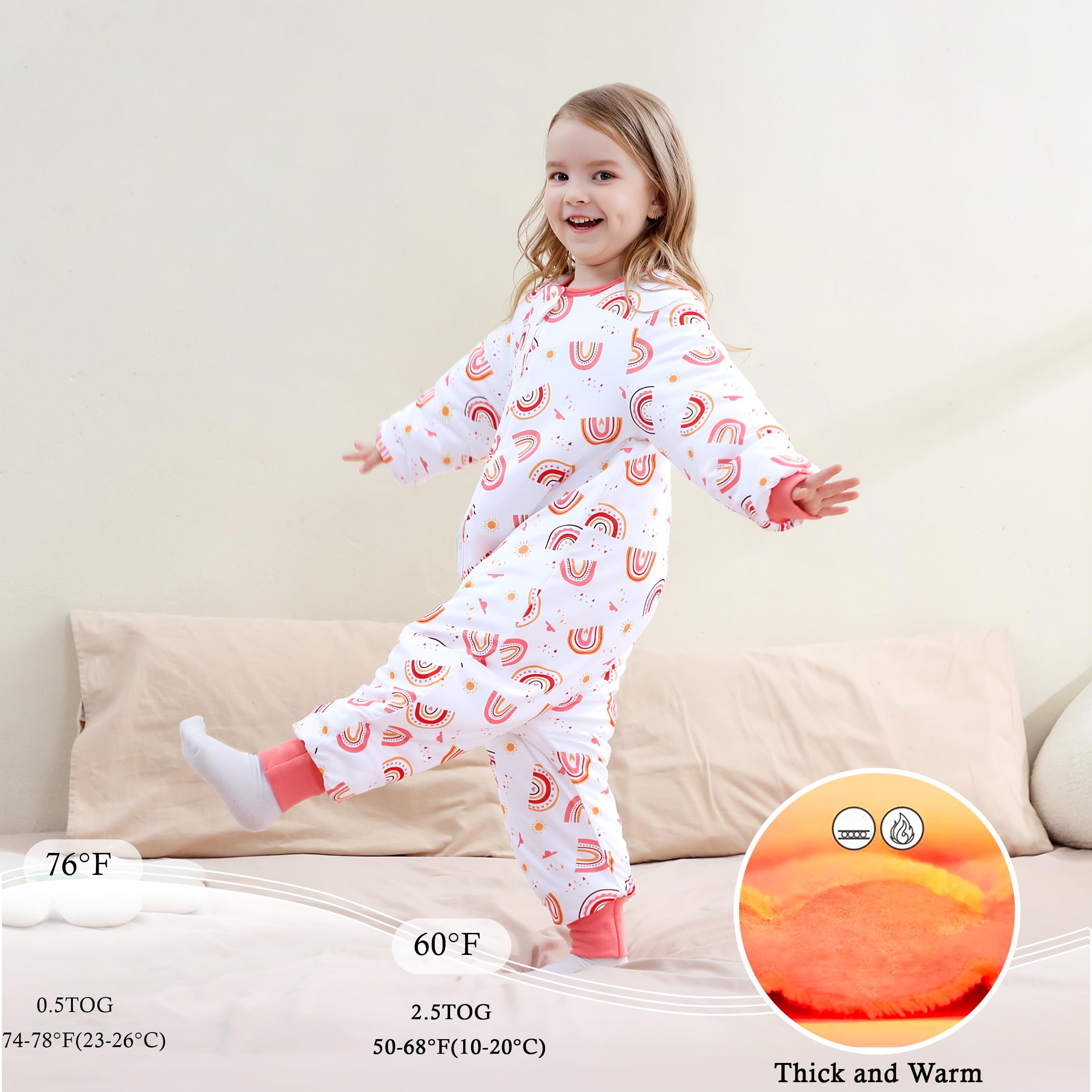 NOUJULOUN long sleeve roomy fit allows toddlers to move, crawl, or walk freely.