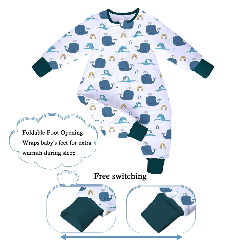 NOUJULOUN Ocean Whale fold-over cuffs keep feet warm or free during play.