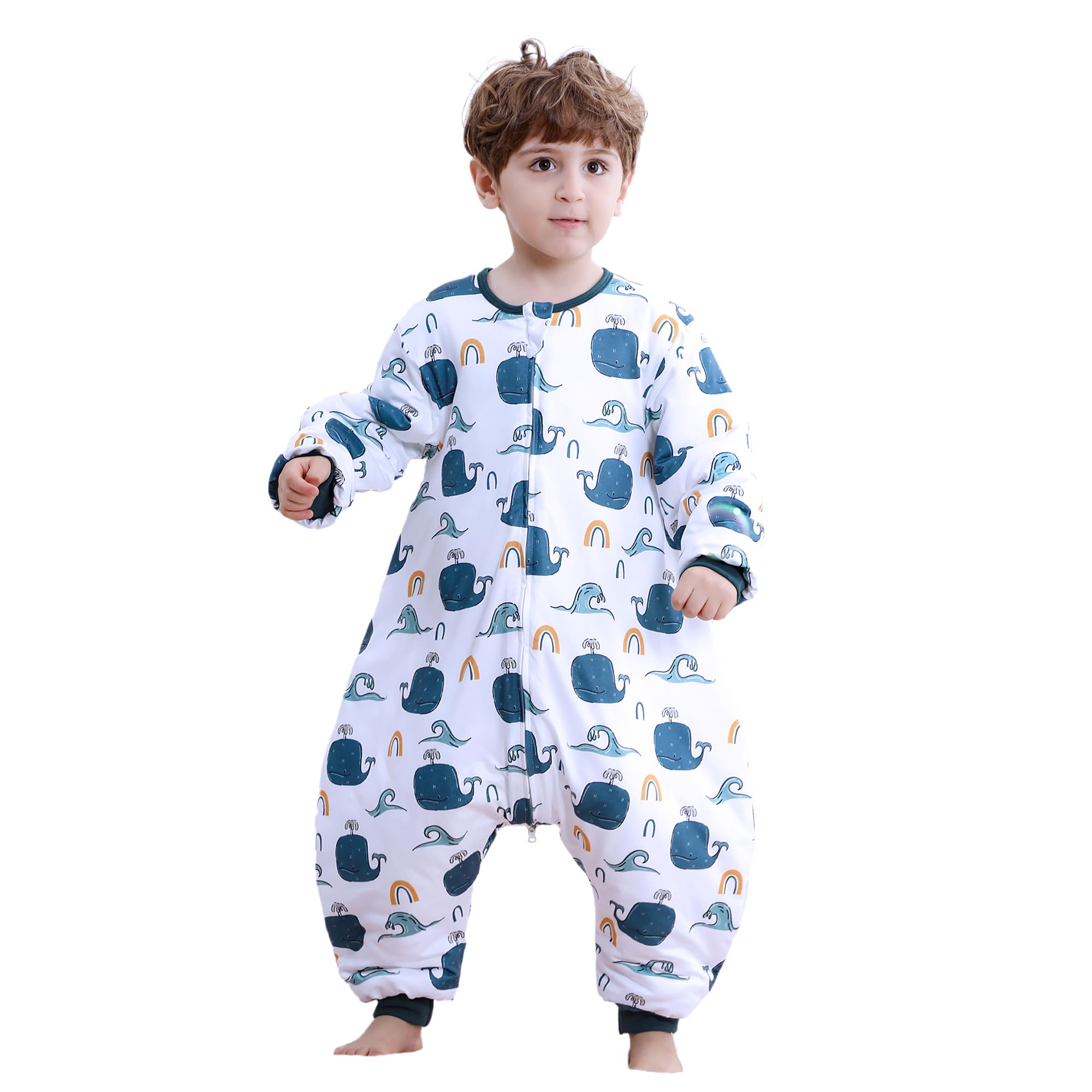 NOUJULOUN Ocean Whale sleep sack legs warm toddlers through the night for peaceful sleep.