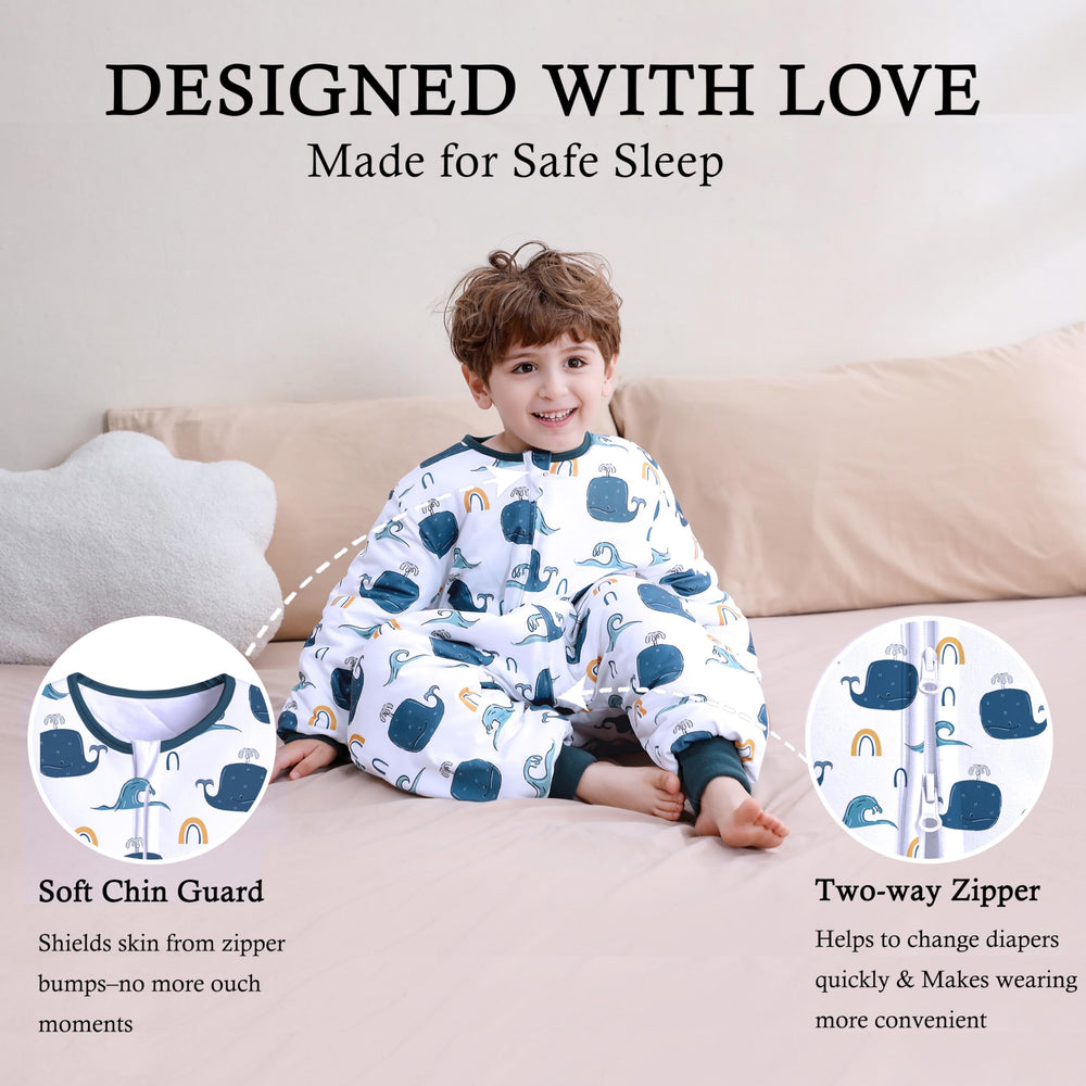 NOUJULOUN Ocean Whale zipper guard protects sensitive skin during changes.