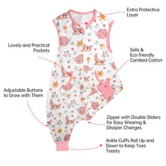 NOUJULOUN snap-bottom diaper-change feature supports quick changes.