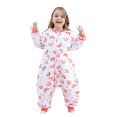NOUJULOUN Toddler Sleep Sack Pink Rainbow design keeps little ones warm and cozy for winter nights.