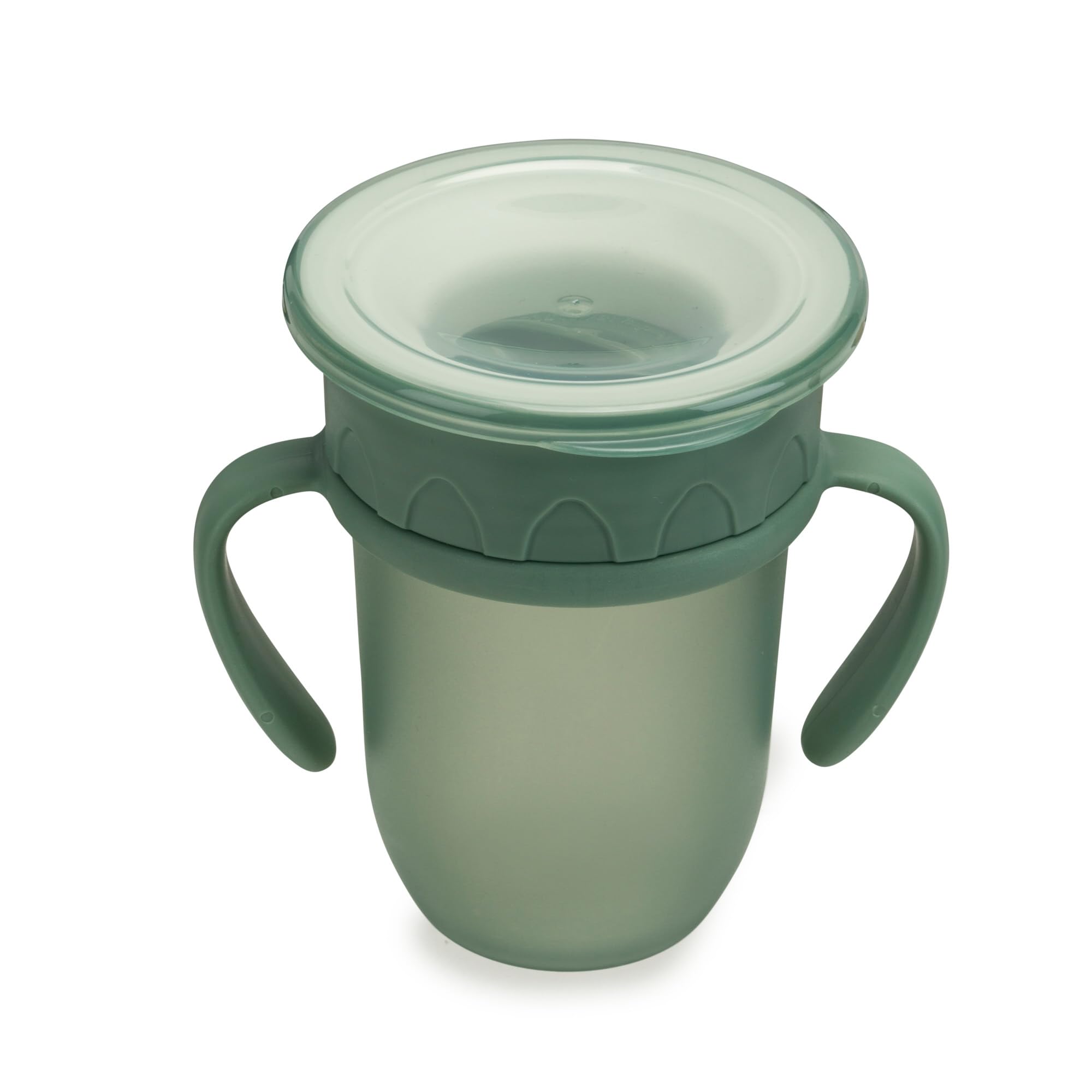 noüka All Around Cup Fern front view emphasizes easy-grip for tiny hands.