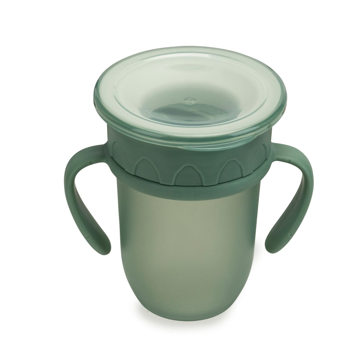 noüka All Around Cup Fern front view emphasizes easy-grip for tiny hands.