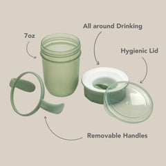 noüka All Around Cup Fern leakproof edge demonstrates spill-free use during outings.
