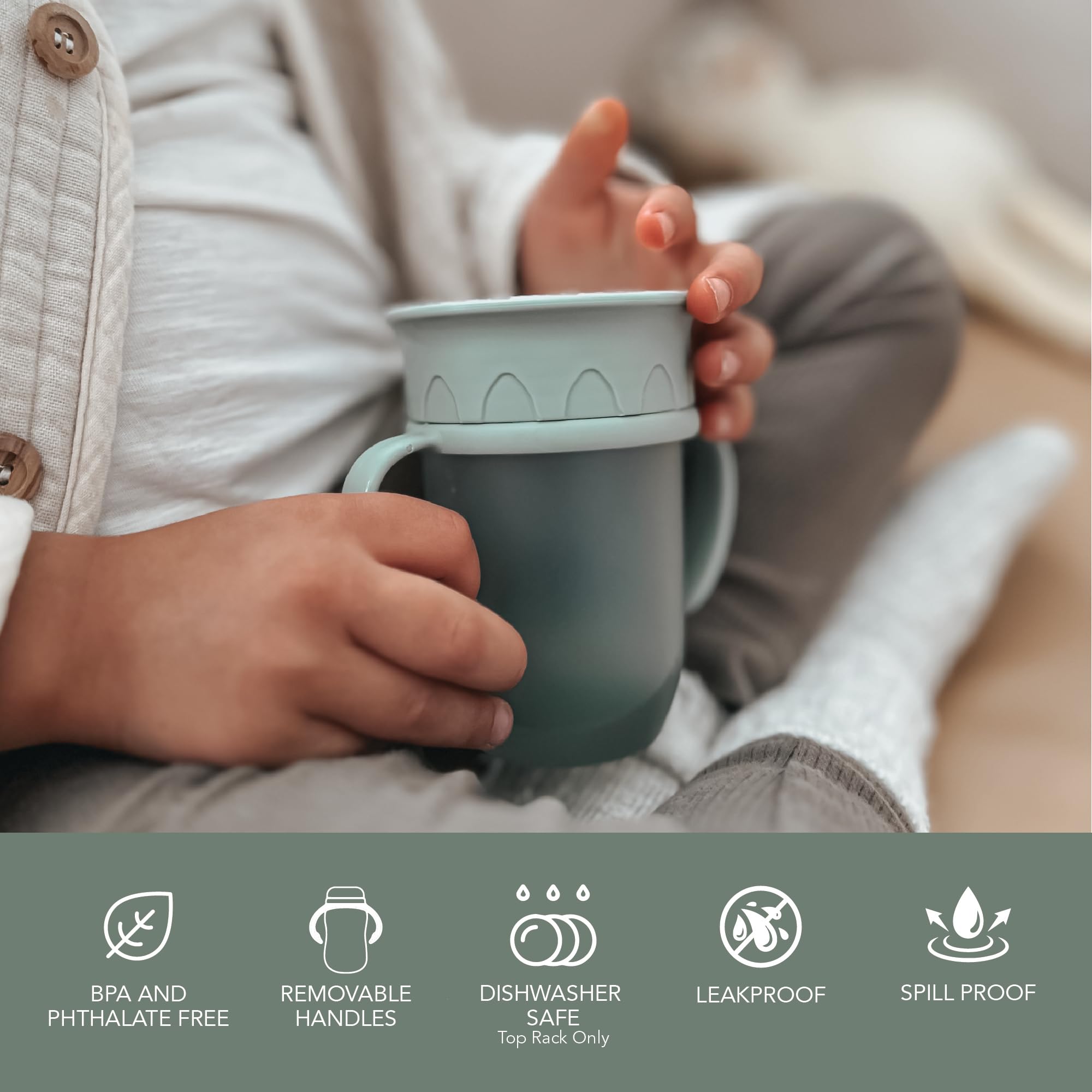 noüka all around cup moss leakproof edge supports mess-free sipping