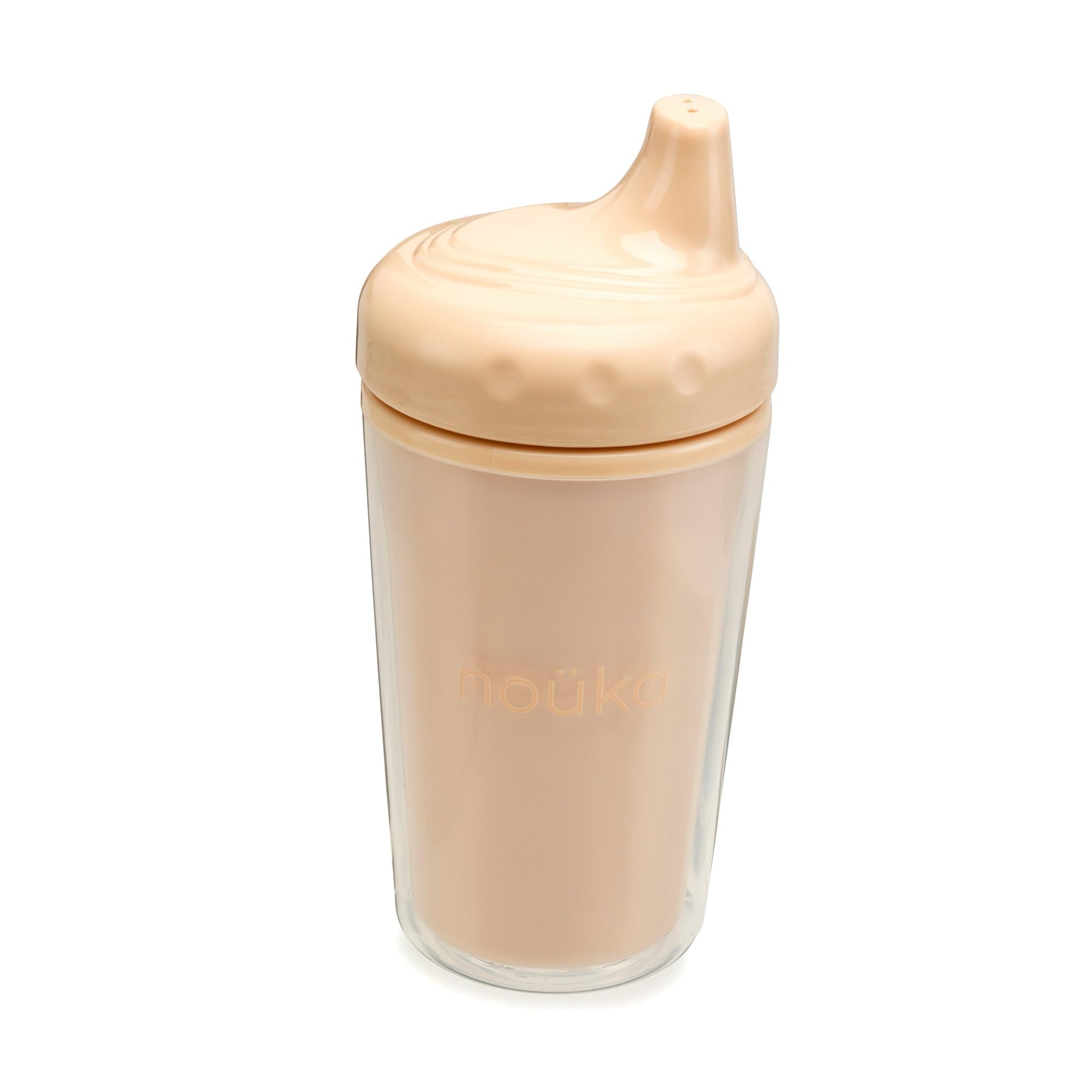noüka insulated sippy cup with bite-resistant spout supports teething toddlers.