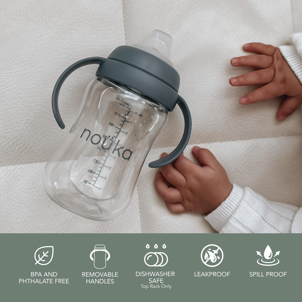noüka Soft Spout Sippy Cup with removable handles for growing grips