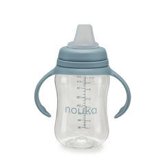 noüka soft spout sippy cup with wave design promotes gentle sipping for toddlers.