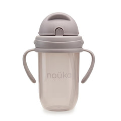 noüka straight straw cup showcases removable handles for easy grip and car-stroller use.