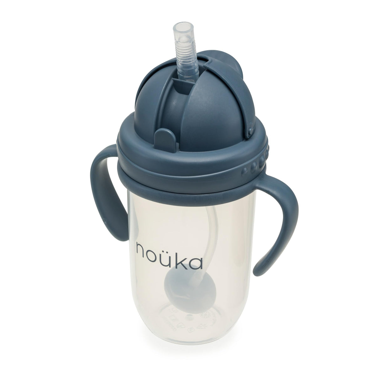nouka weighted straw cup with click top lid, deep ocean, easy one-handed sipping