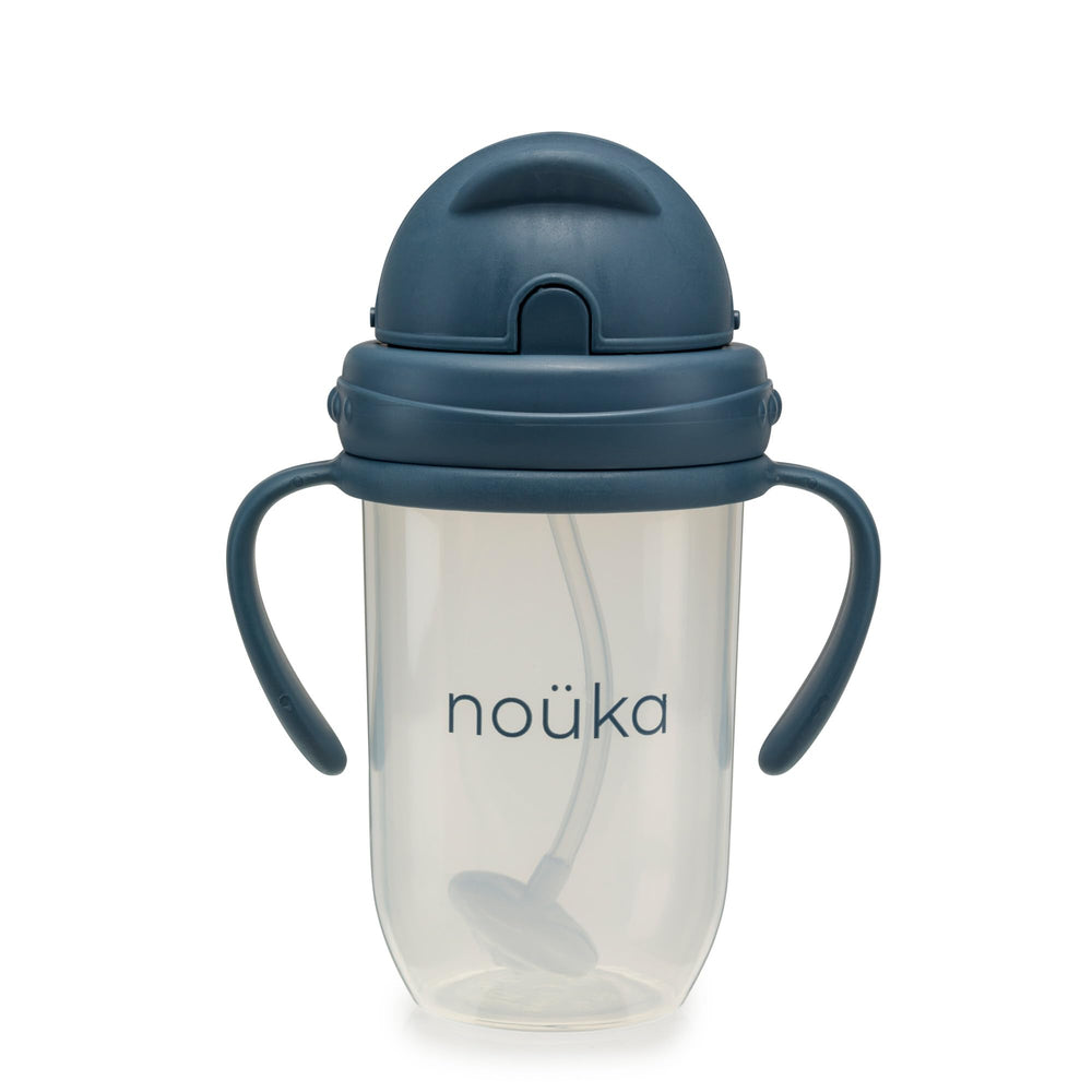 nouka leak-proof cup, deep ocean color, removable handles for car seats and strollers