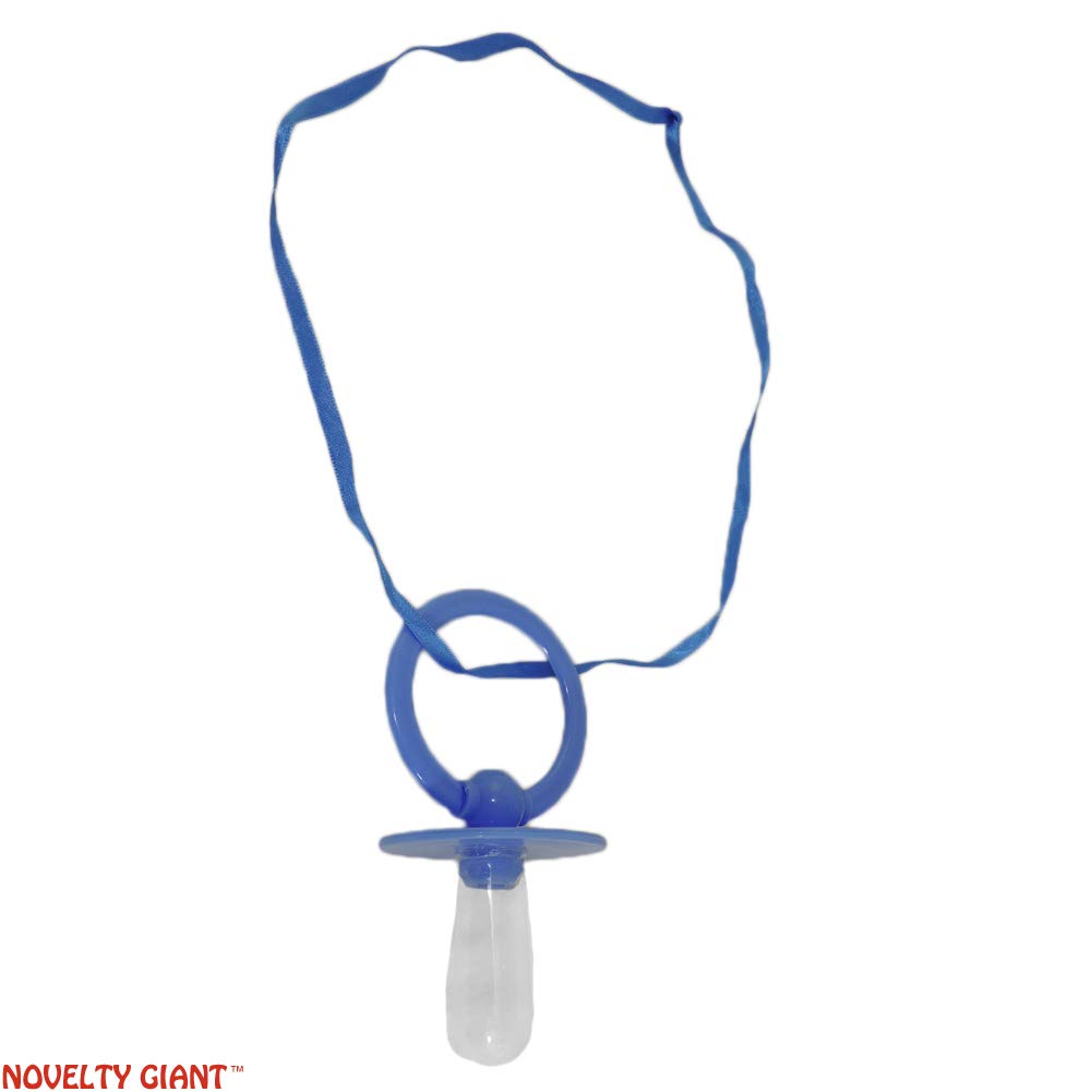 Closeup of NOVELTY GIANT blue jumbo pacifier showing color and size