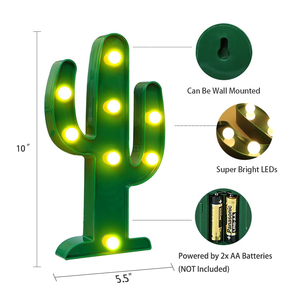 Novelty Place cactus marquee light warm white glow complements cozy bedrooms