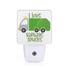 Novgift I Love Garbage Trash Trucks night light plugged into wall for gentle kids' lighting.