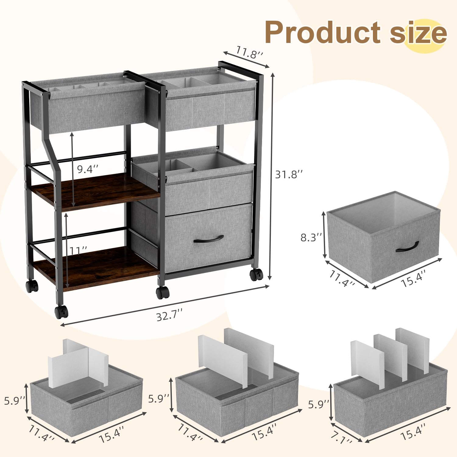 Novvia 3-tier rolling cart shows versatile storage for nursery essentials.