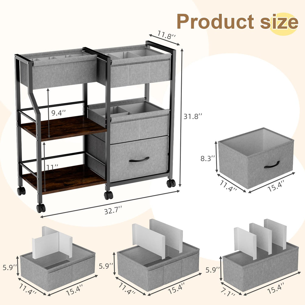 Novvia 3-tier rolling cart shows versatile storage for nursery essentials.