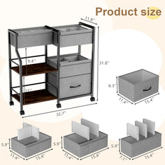 Novvia 3-tier rolling cart shows versatile storage for nursery essentials.