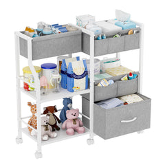 Novvia diaper caddy 3-tier rolling cart with wheels for easy mobility.