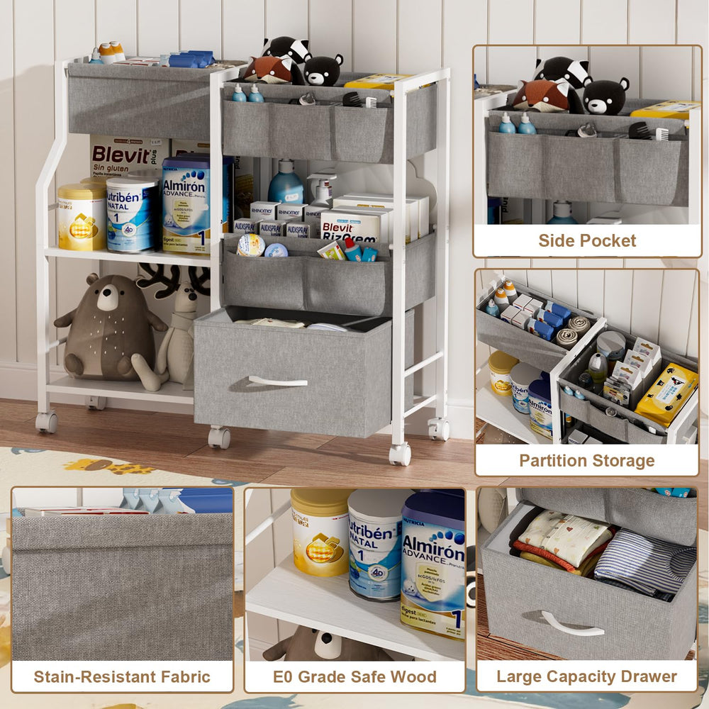 Novvia premium Oxford fabric enhances durability and nursery aesthetics.