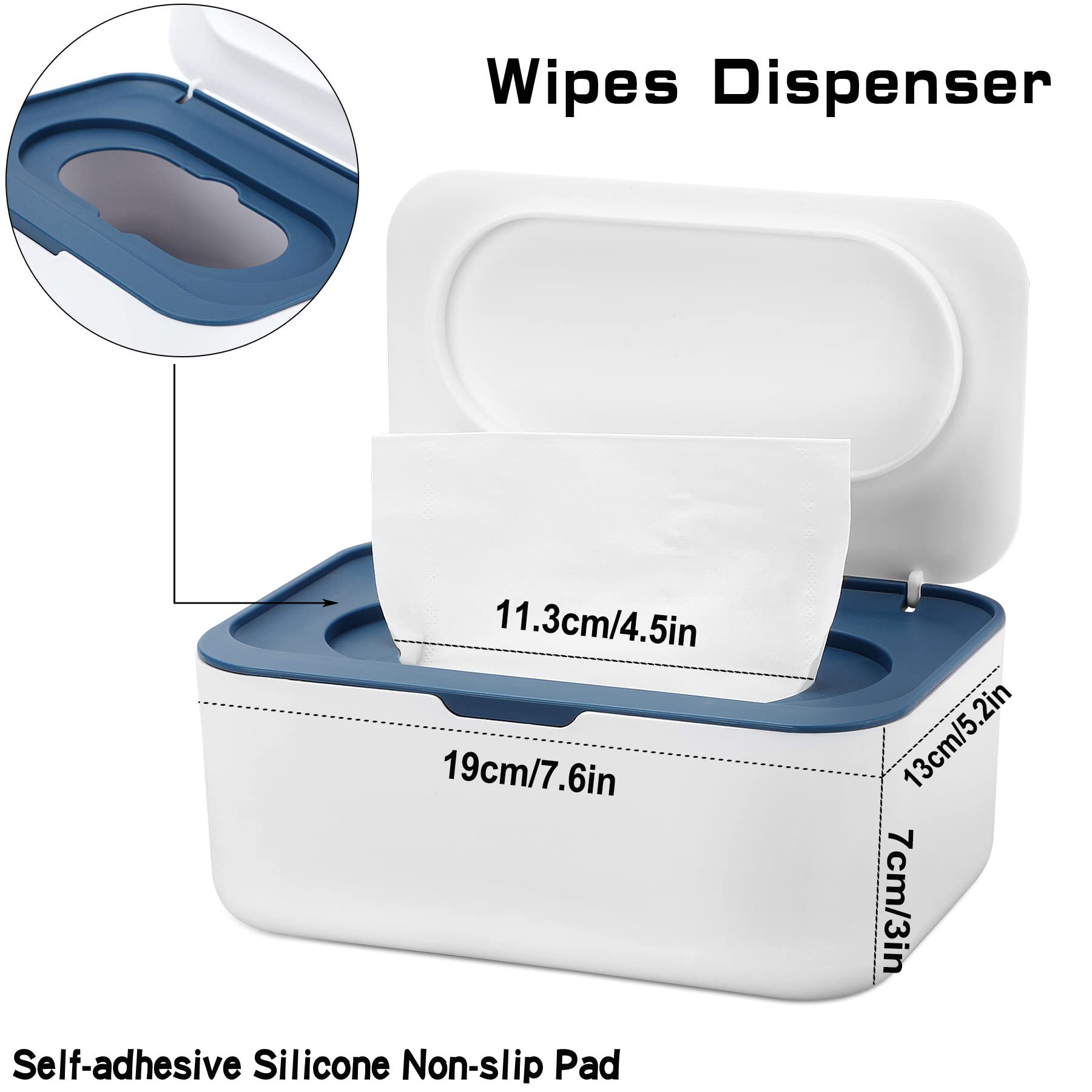 NOVWANG wipes dispenser blue lid open reveals easy one-handed access