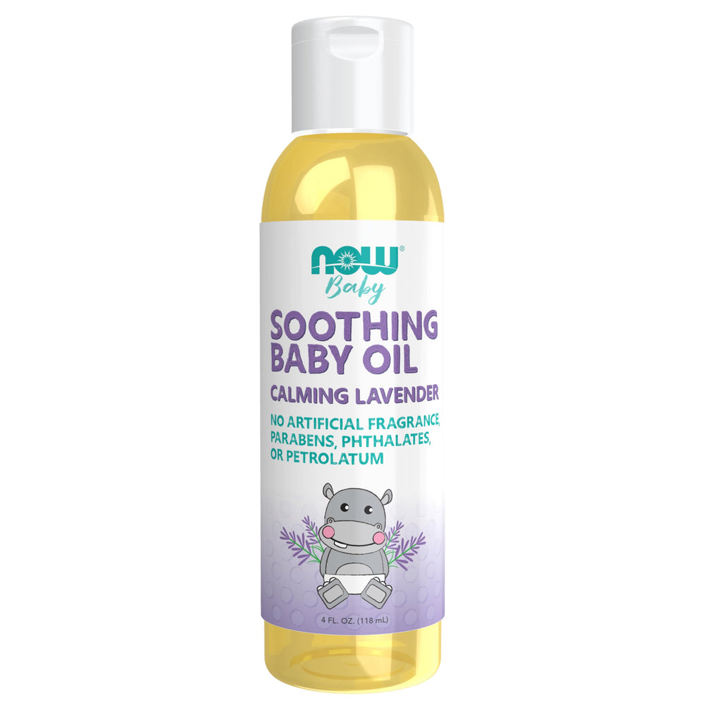 NOW Foods Baby Soothing Oil lavender bottle for calming bedtime routine