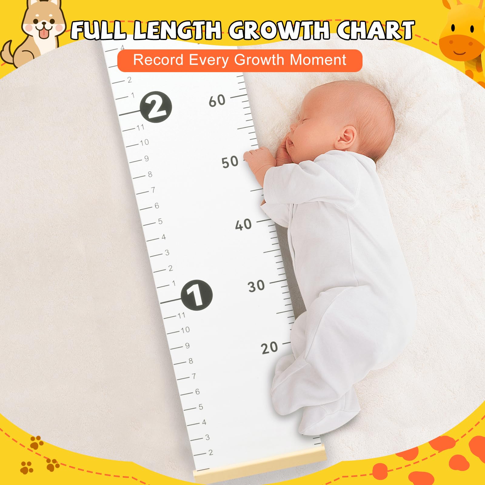 NOYOC height chart for kids' nursery decor in black and white