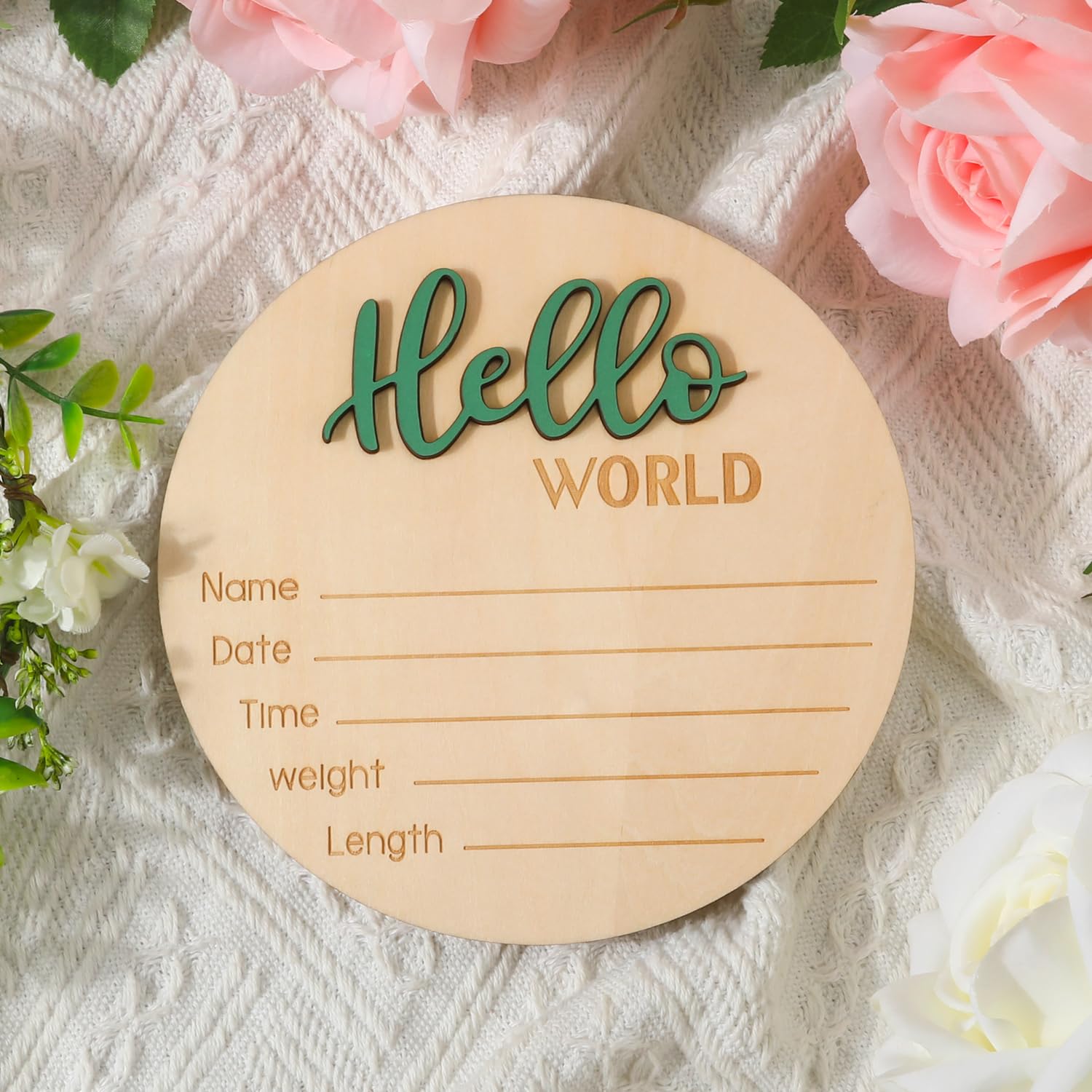 NQEUEPN Baby Announcement Sign 3D Hello letters closeup decorative display.