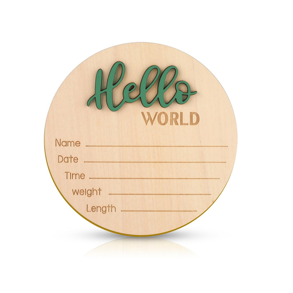 NQEUEPN Baby Announcement Sign hello world wood closeup for newborn photo props.