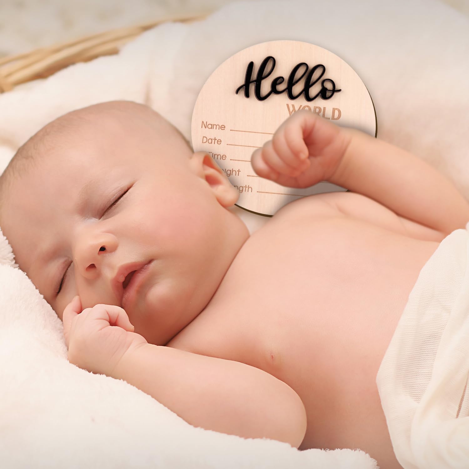NQEUEPN baby shower keepsake sign that records name, date, height, and weight.
