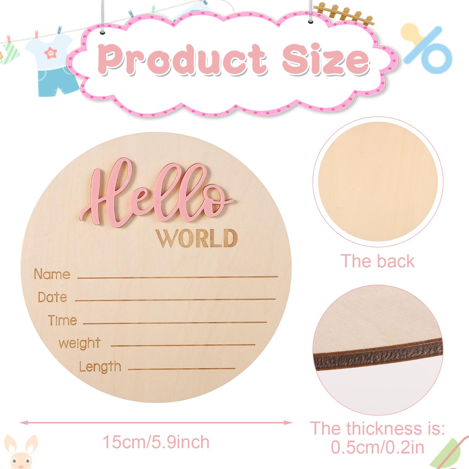 NQEUEPN newborn announcement sign engraving World detail memory piece