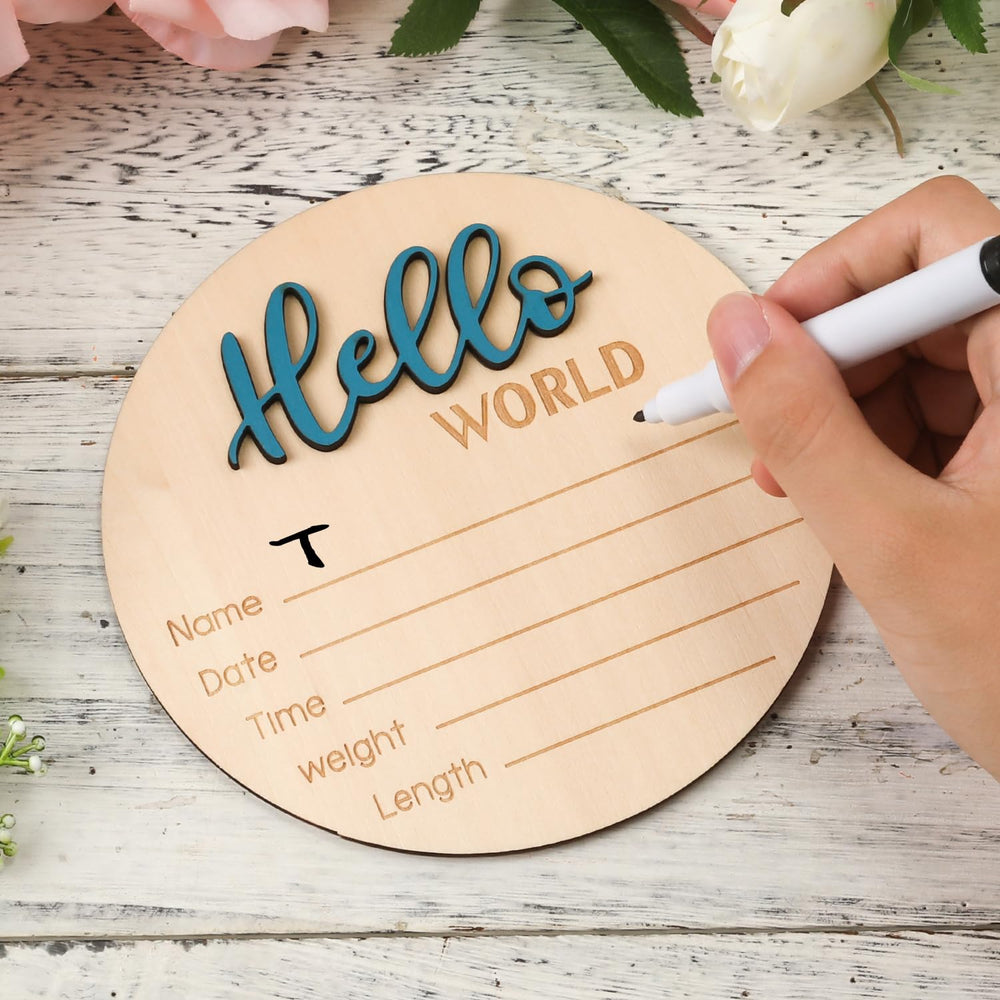 NQEUEPN newborn photo prop wooden sign on smooth surface.