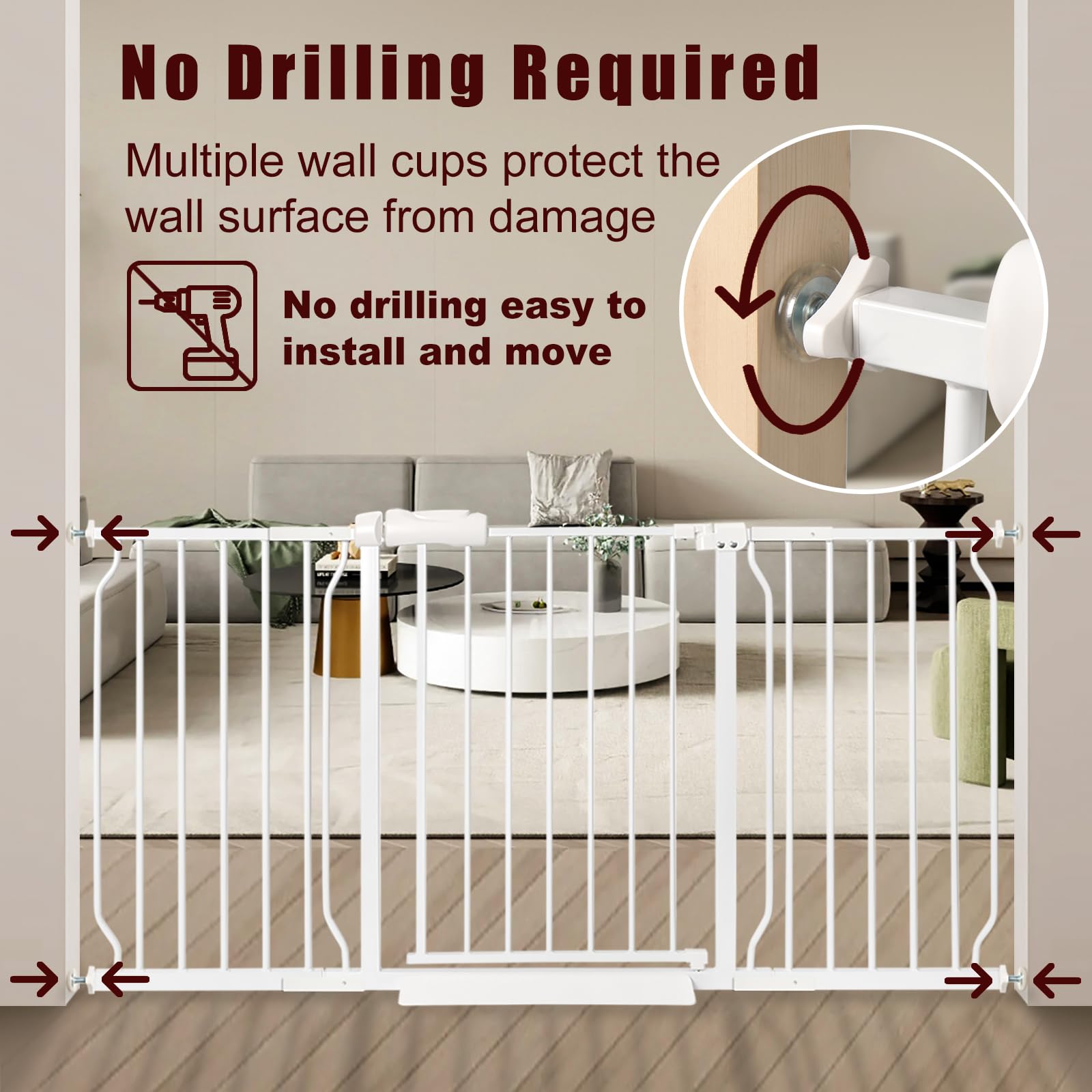 NRELIAK extra-wide gate doorway-stair-use shows safe passage for kids and pets.