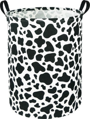 Ntaohamper Cow Laundry Basket front view shows portable handles for easy laundry transport.