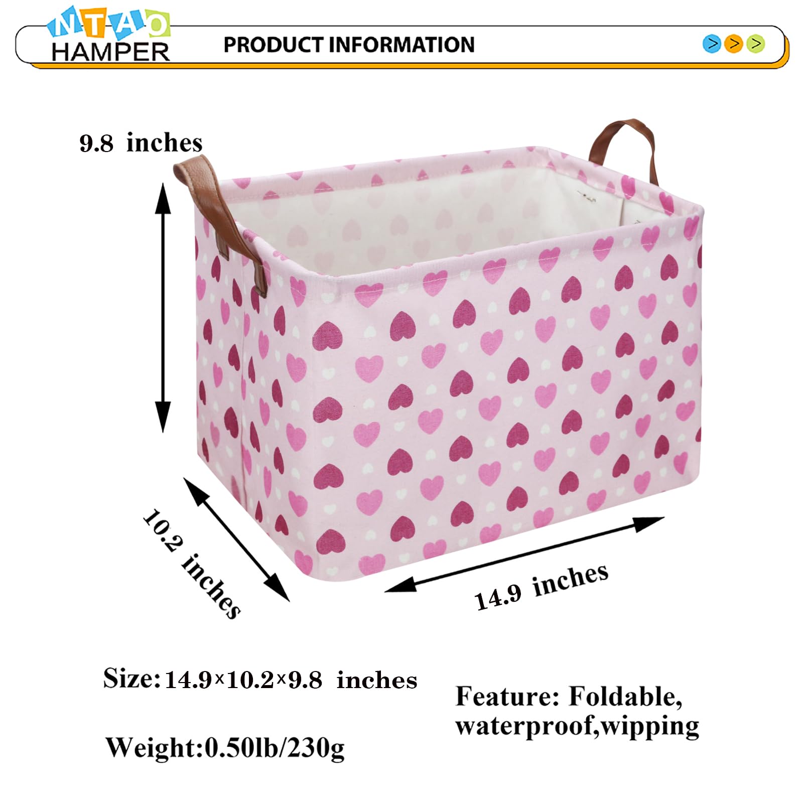 NTAOHAMPER foldable storage basket collapses flat for space-saving storage.