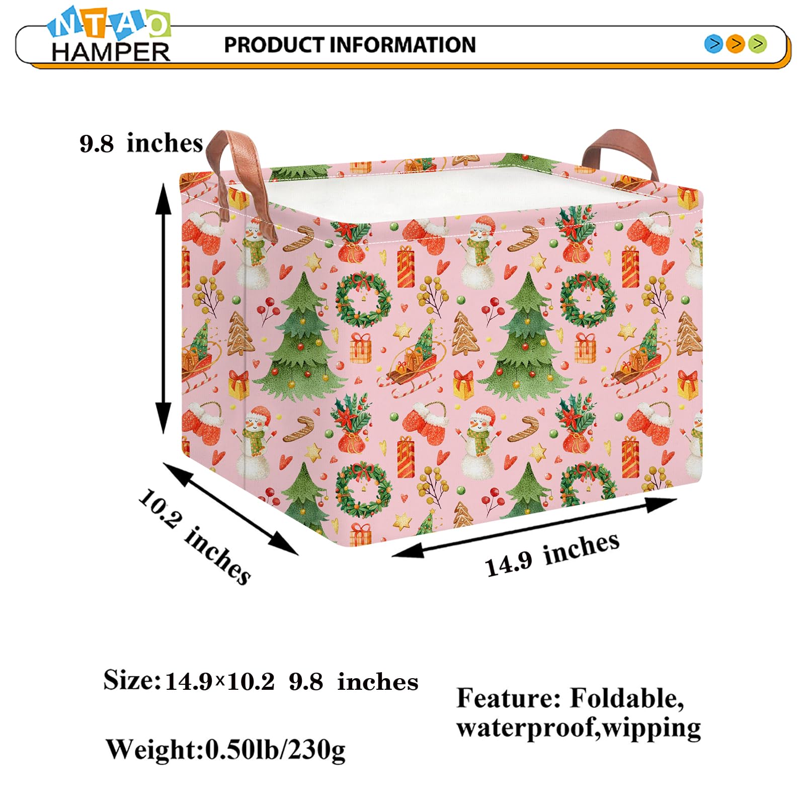 NTAOHAMPER foldable storage basket, compact for easy stowage.