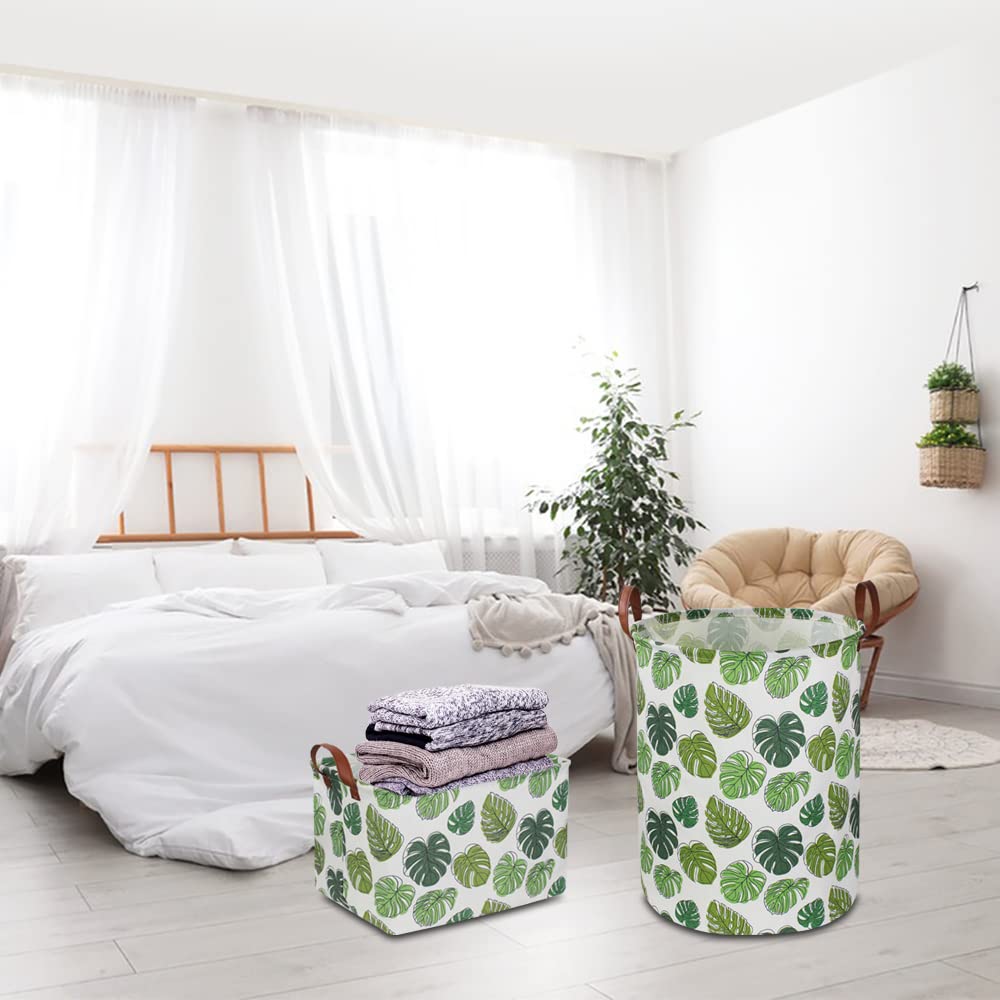 NTAOHAMPER leather handles provide comfortable portability between rooms.
