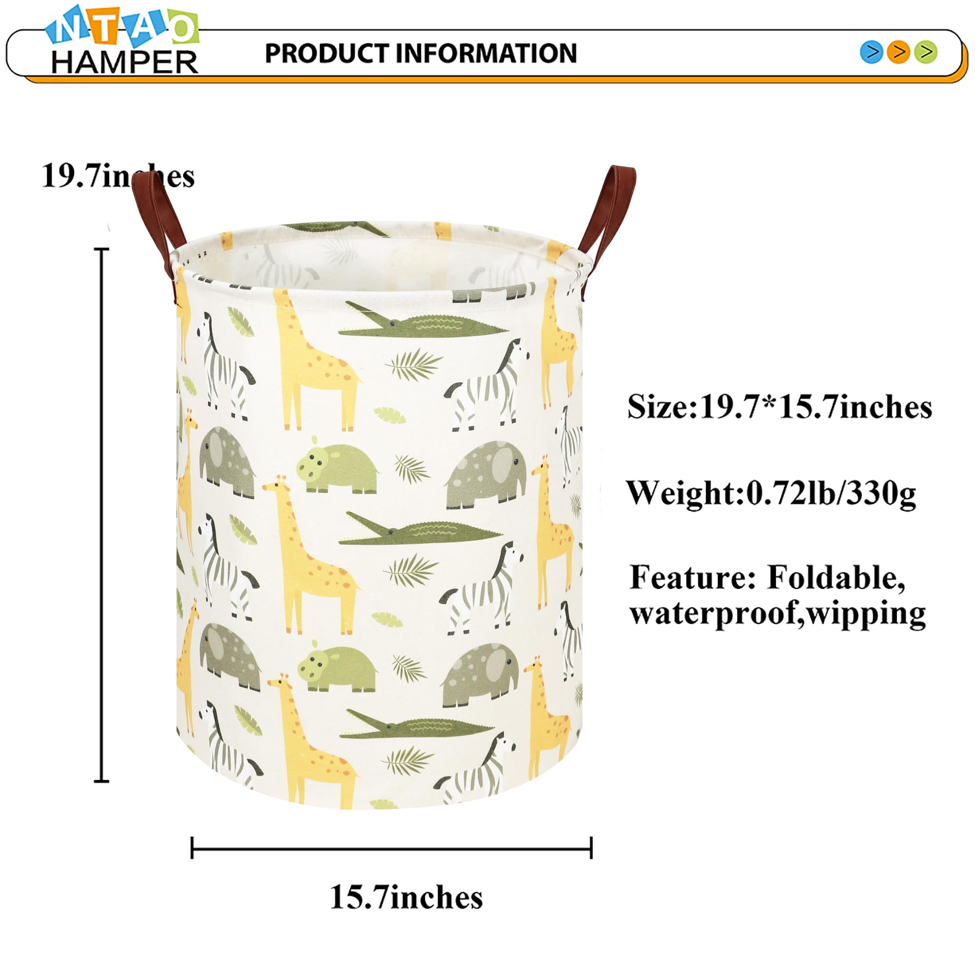 NTAOHAMPER organized kids room with colorful green animal pattern.