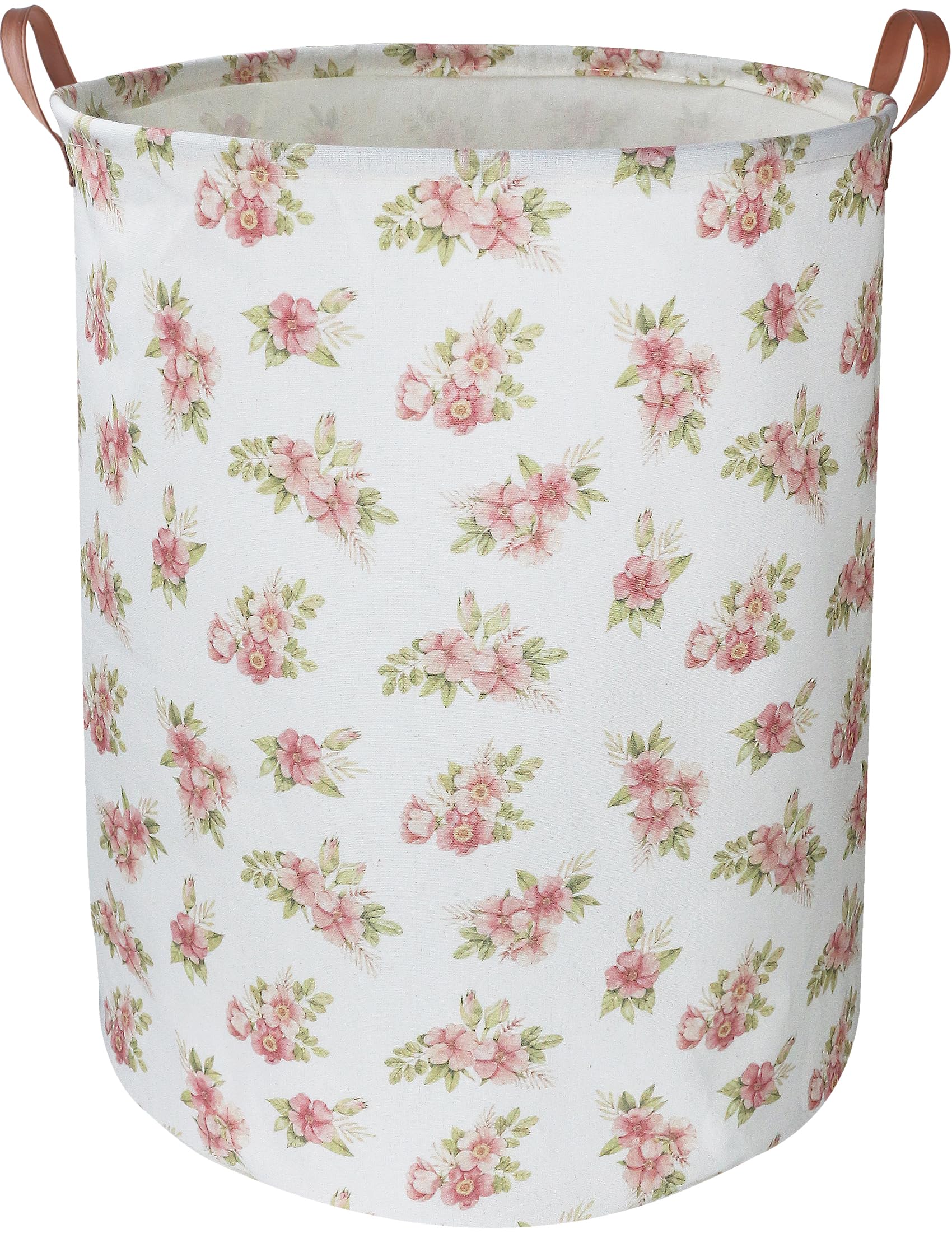 NTAOHAMPER pink flower laundry basket for stylish laundry organizing and room decor.