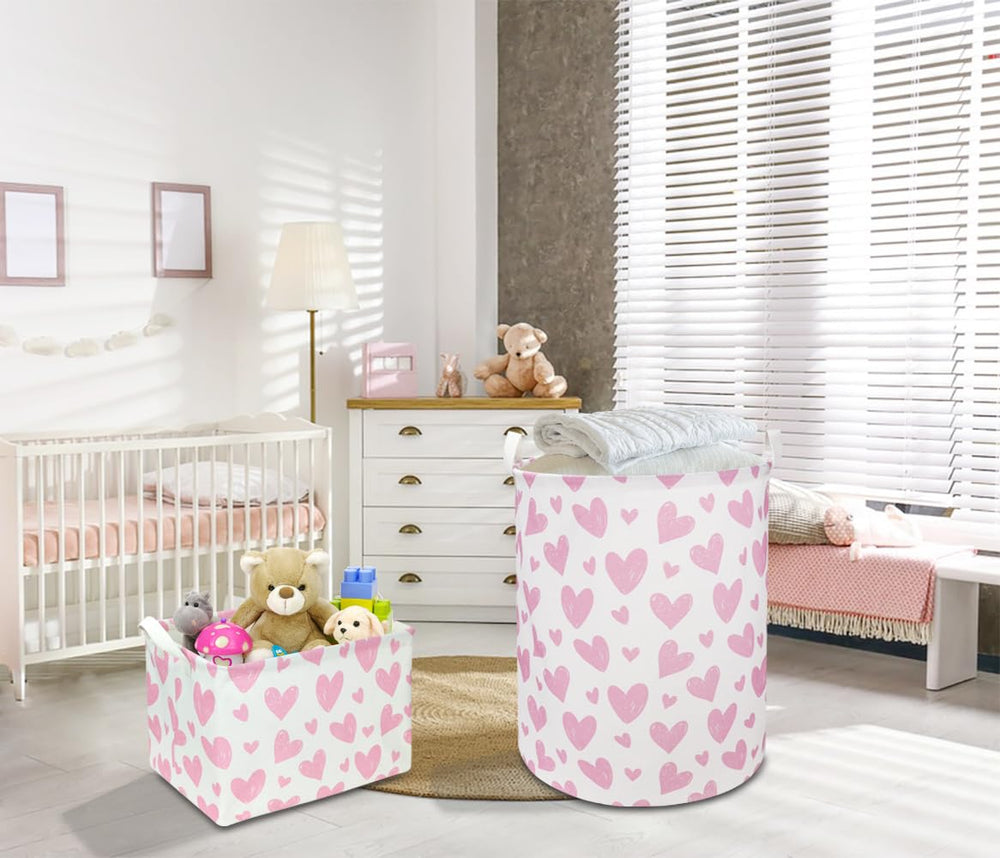 NTAOHAMPER pink heart nursery decor in bright kids' room.