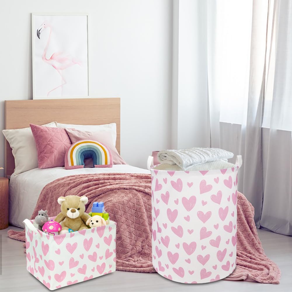 NTAOHAMPER pink heart basket waterproof lining protects contents.