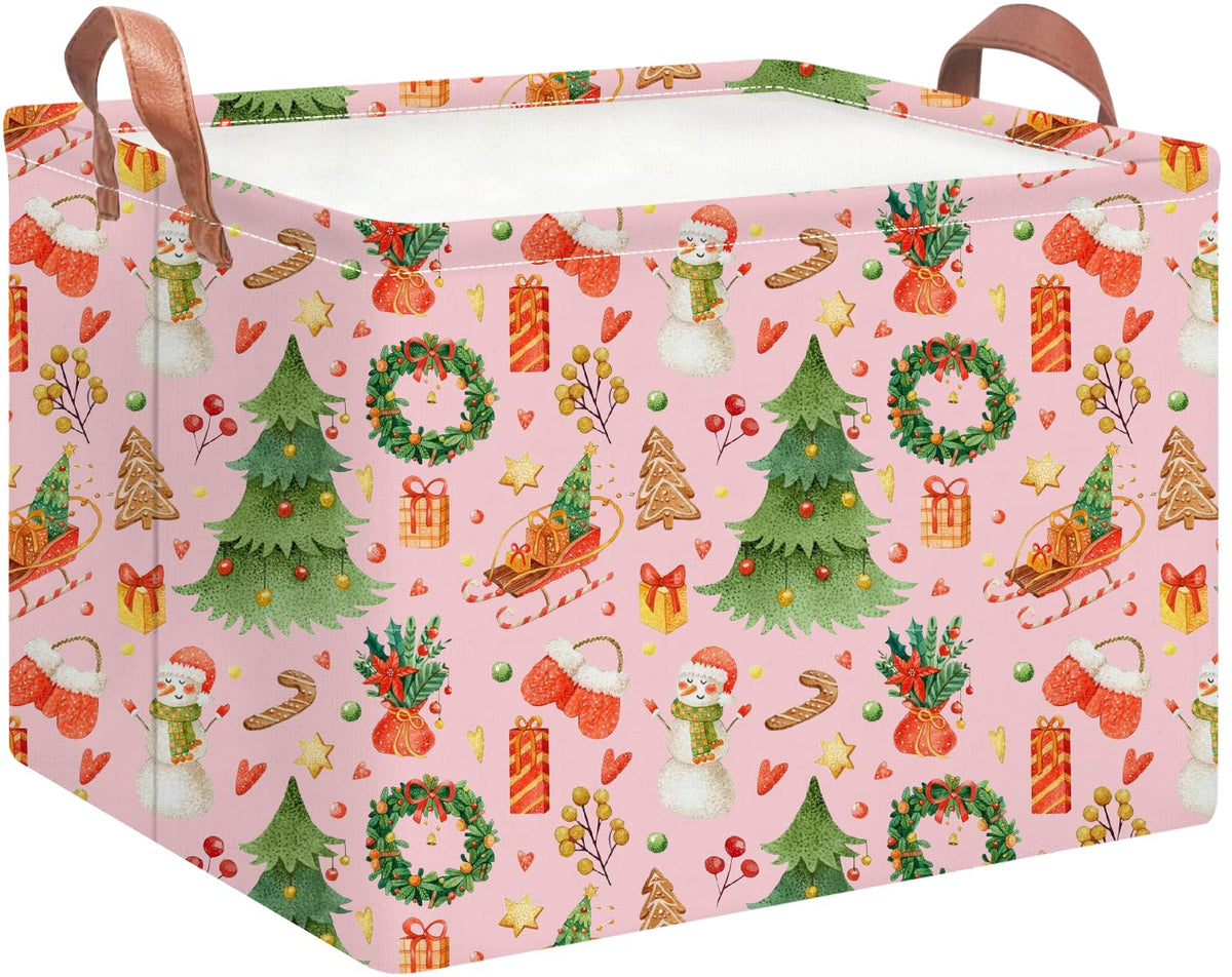 NTAOHAMPER rectangular basket in pink, ideal for laundry or toy storage.