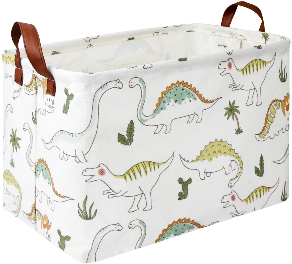 NTAOHAMPER rectangular dinosaur basket pink, ideal for laundry or storage.