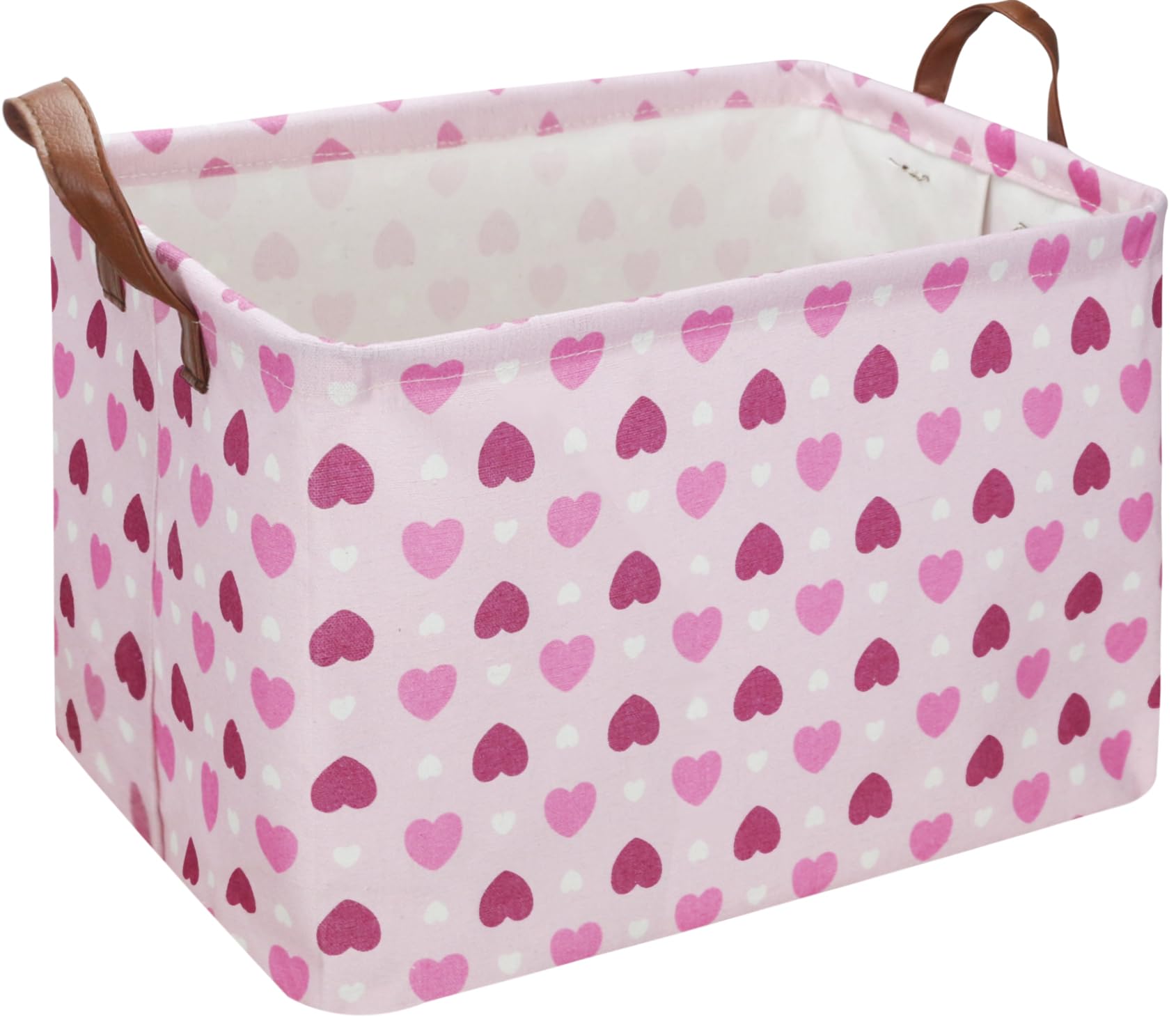 NTAOHAMPER rectangular pink heart basket with handles for organized Easter toys.