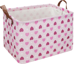 NTAOHAMPER rectangular pink heart basket with handles for organized Easter toys.